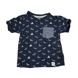 FREE PLANET TEE 100% COTTON.  BLUE WITH sharks SIZE 3T k33